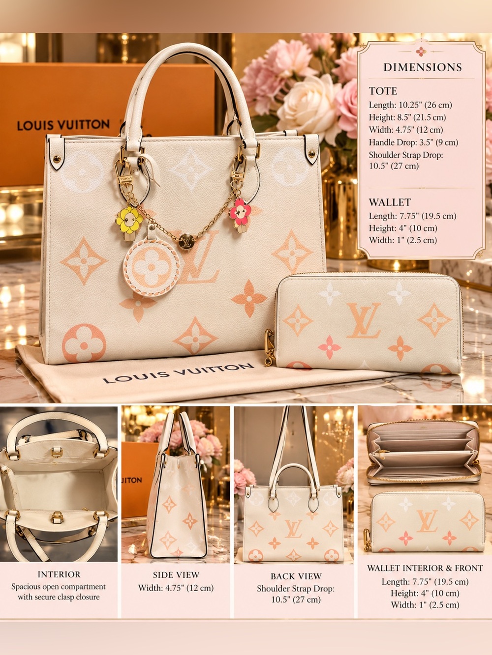 Monogram Handbag - Pastel Accents with matching wallet and dust bag